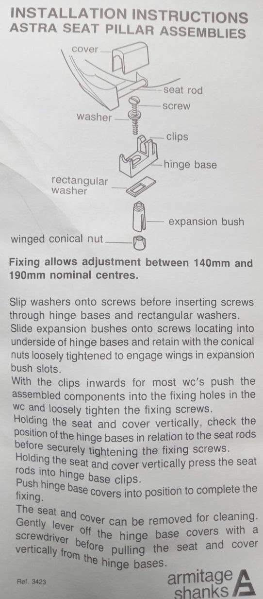 Many different toilet seat fitting guides and example instructions.